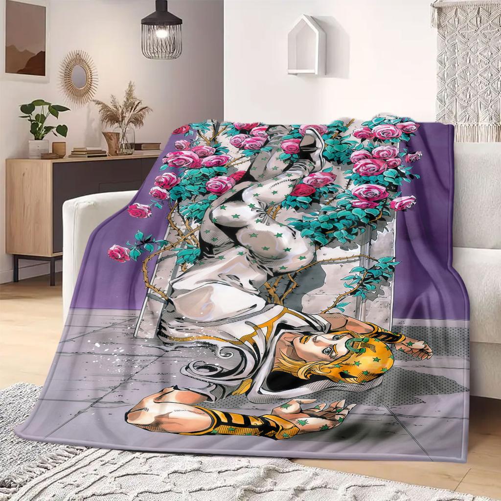 JOJO anime Flannel Blanket Warm,Comfortable,Suitable for Bedrooms,Sofas,Beds,Chairs,Picnics,Travel