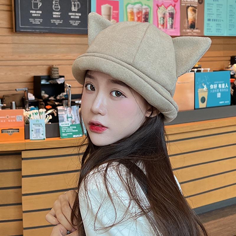 Versatile Style Hat Cats Ear Womens Sunshade Short Brim Hatscaps Fisherman