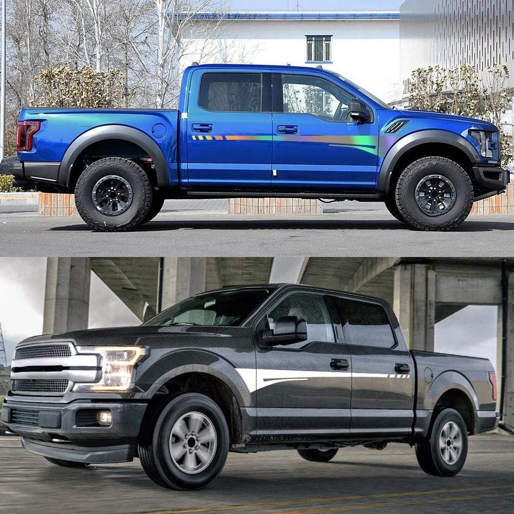 2PCS Car Door Side Skirt Stickers Auto Body Waistline Vinyl Decals Car Body Decoration Accessories For Ford F150 F-150 Raptor