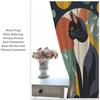 2 Panels Bohemian Cat Curtains Matisse Style Abstract Black Cat & Floral Design - Light Filtering Polyester Window Curtains with
