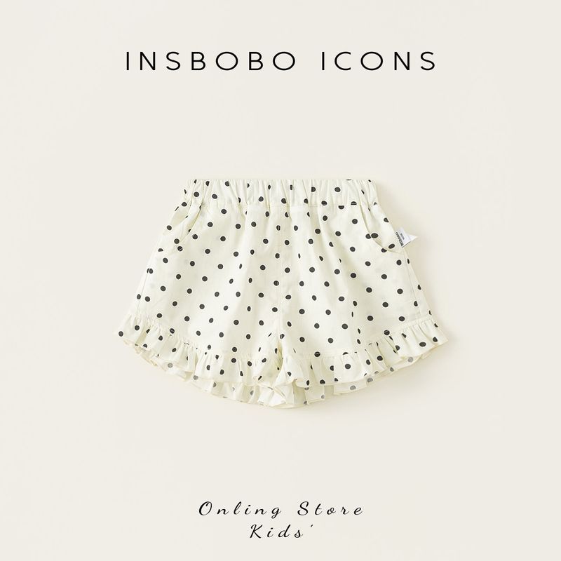 Insbobo Girls  Pants Summer Thin Style Baby Girl Shorts Baby Summer Clothes Children s Clothing Polka Dot Early Summer Outfit Trendy Black Polka Dots 80