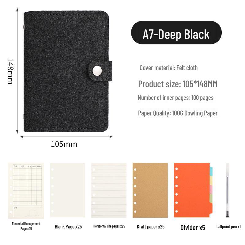 A7 Felt Pocket Book: Portable, Stylish Notebook for Girls – Grid, Blank, and Lined for Financial Management Diary.