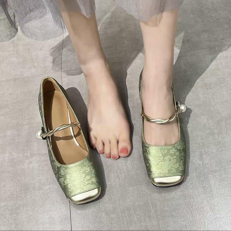 Spring and summer new Chinese style Mary Jane cheongsam single shoes new thick heel square head temperament advanced sense