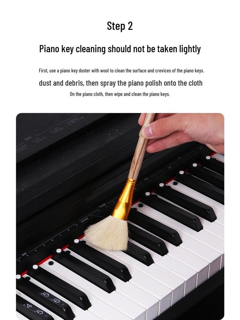 Piano Surface Care Set: Cleaner, Conditioner, Scratch Repair, Polishing Wax, Wiping Tool.