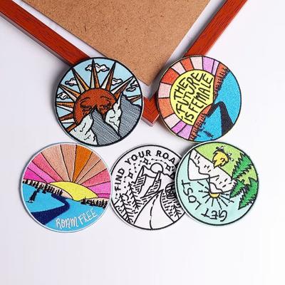5 Stück/Packung Wilderness Outdoor Travel Schmelzbarer Stickerei-Aufnäher zum Aufbügeln für Kleidung, thermoadhäsive Aufnäher für Jacken, Rucksäcke, Nähaufnäher