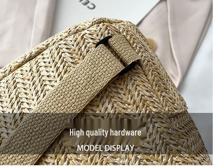 Ethnic Style Double-Layer Zipper Straw Backpack