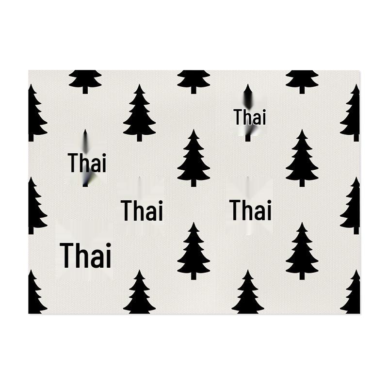 Christmas Print Cotton Linen Placemat – Heat-Resistant, Waterproof Table Decoration for Dining Room