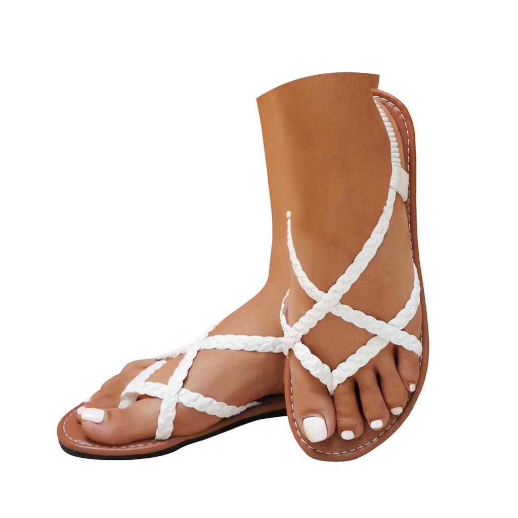 Thong Sandals With Back Strap For Women Ladies Dressy Summer Strappy Sandals Flat Casual Beach Fisherman Thong Chaussure Femme
