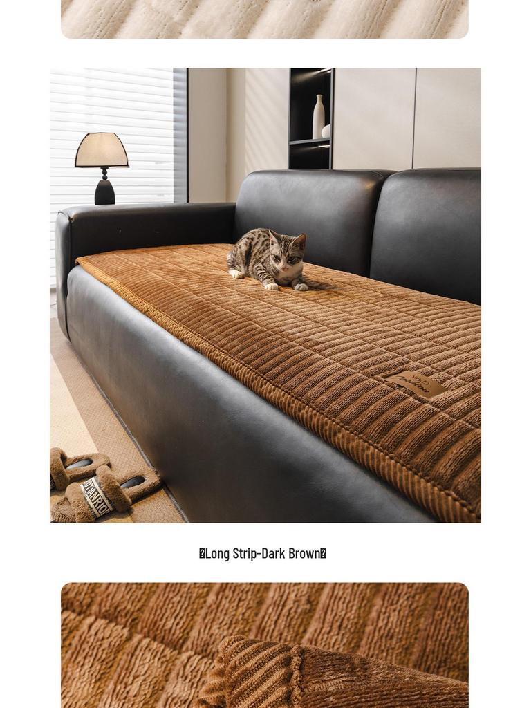 Creme-farbene kurzflorige rutschfeste Sofakissenhülle - Verdickte einteilige für Herbst/Winter 2026