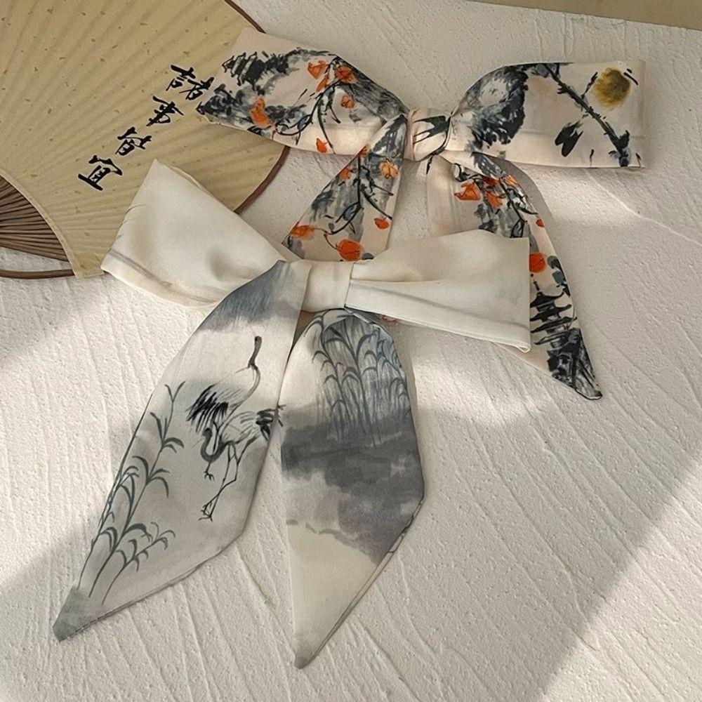 Minimalistischer Stil Langes Seidentuch Langes Band Stirnband Retro Antikes Haarband Mädchen