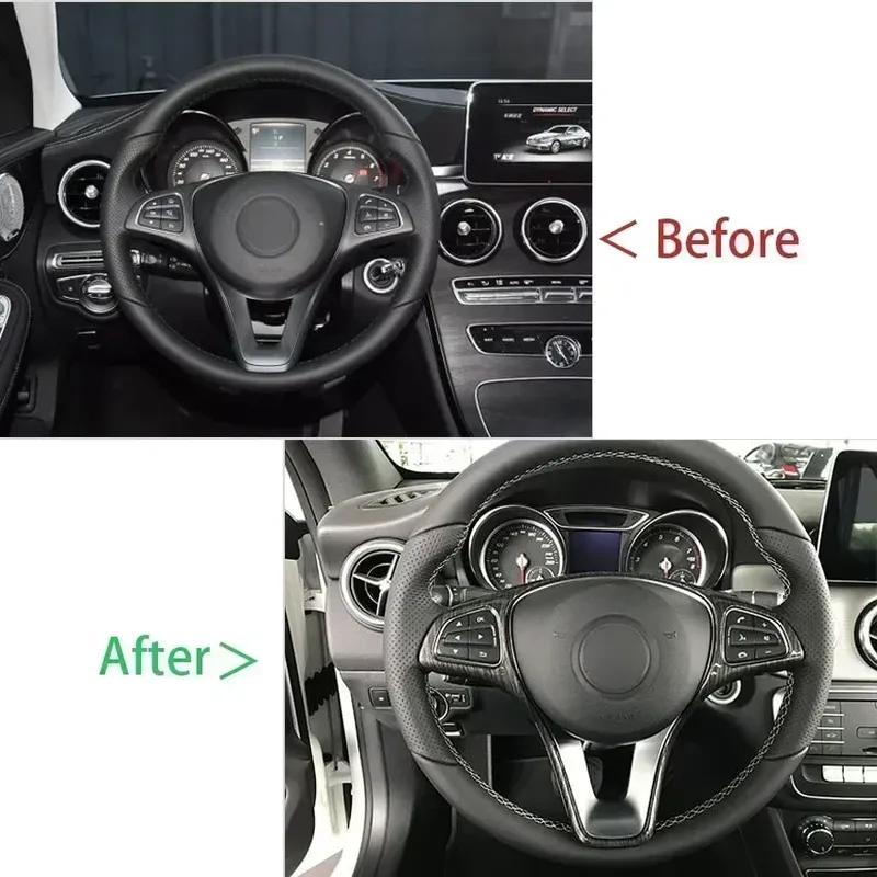 For Mercedes Benz A B C E GLA GLC CLA GLE GLS Class W246 W205 W213 X253 X156 Car Steering Wheel Cover Decoration Trim