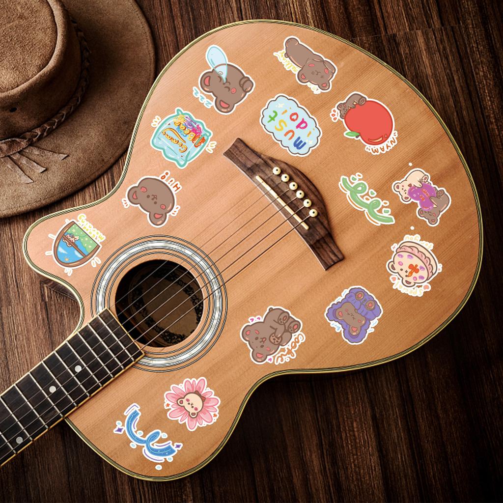 50 Cute Brown Bear Stickers Mobile Phone Water Cup Refrigerator Decoration Stickers Waterproof Creative Notebook Hand Note Stickers