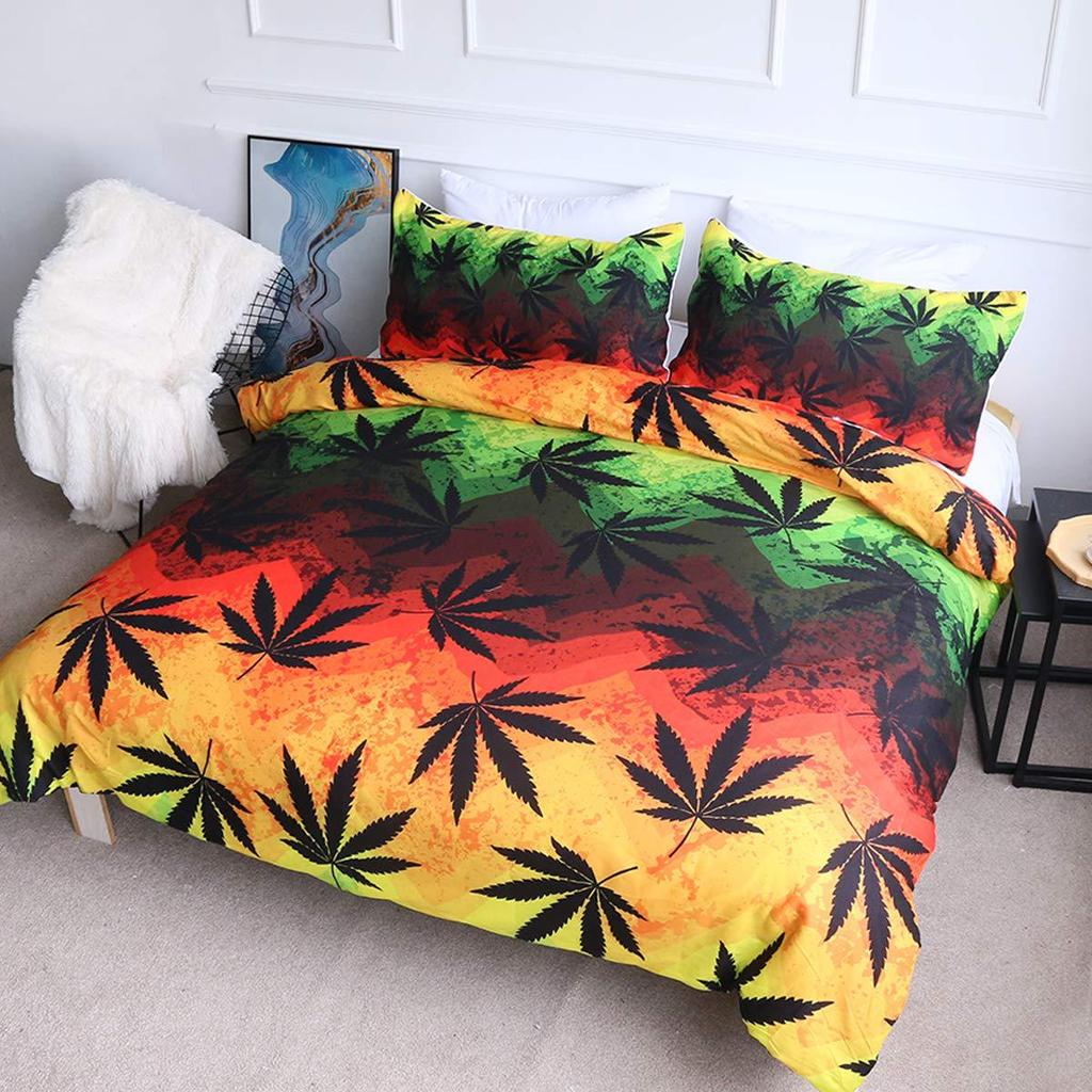 Bohemian Green Bedding Three-Piece Quilt Cover