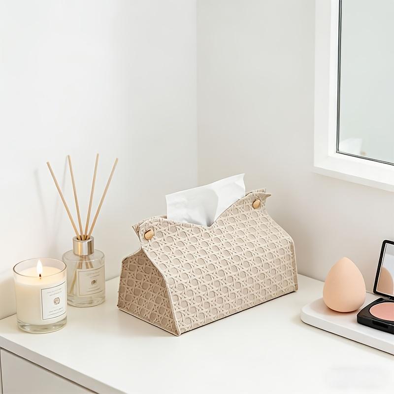 Family-Size Woven Tissue Storage Box, Minimalist Stylish Tissue Holder, Decorative Organizer for Office & Home