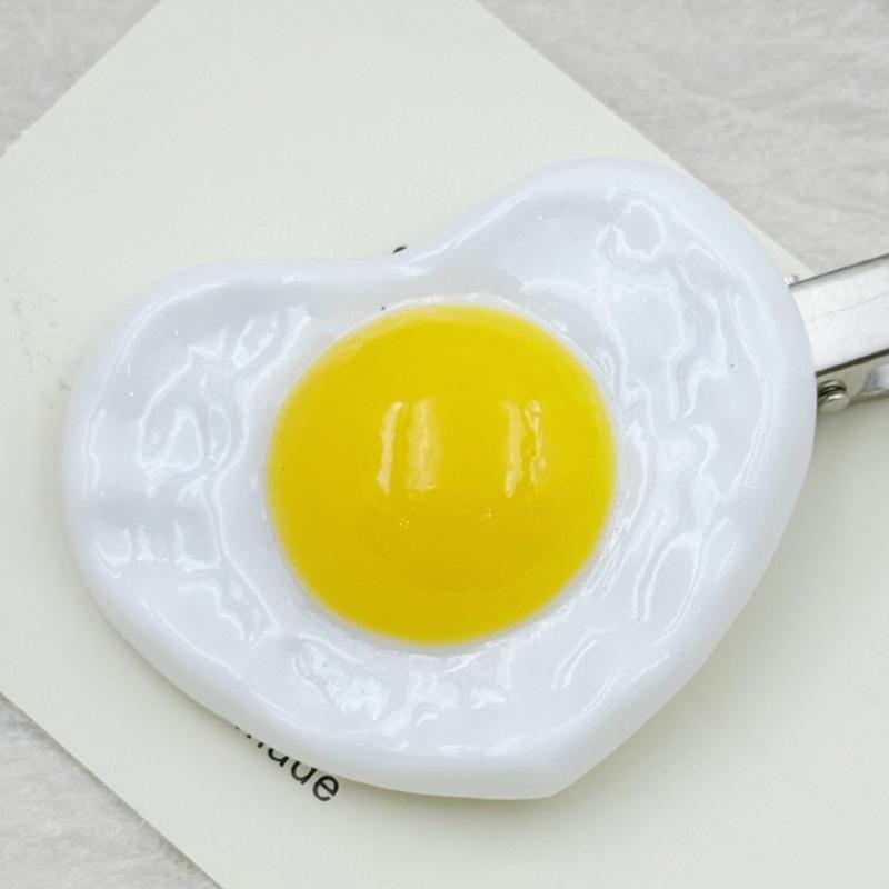 Cute Fried Egg Heart Hair Clip Creative Accessory For Women Girls Party Daily Use