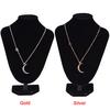 Moon Star Pendant Necklace Choker Necklace Gold Silver Long Chain Women Jewelry