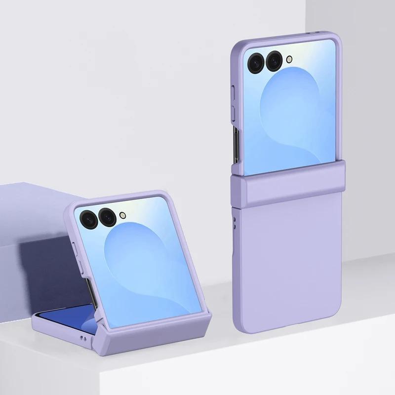 Hinge Protective Solid Color Shockproof Folding Phone Case For Samsung Z Flip 7 6 5 4 3 ZFlip7 Flip6 Flip5 5G Hard PC Slim Cover