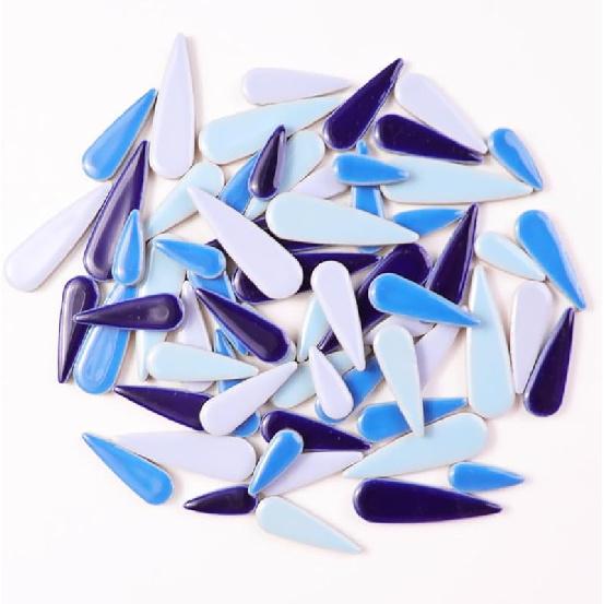 454g Petal Ceramic Mosaic Tiles for Crafts Art, Water Drop Flower Tiles Irregular Ceramic Tiles Bulk, 0.4 Inch Square Glazed Porcelain for DIY Mosaic