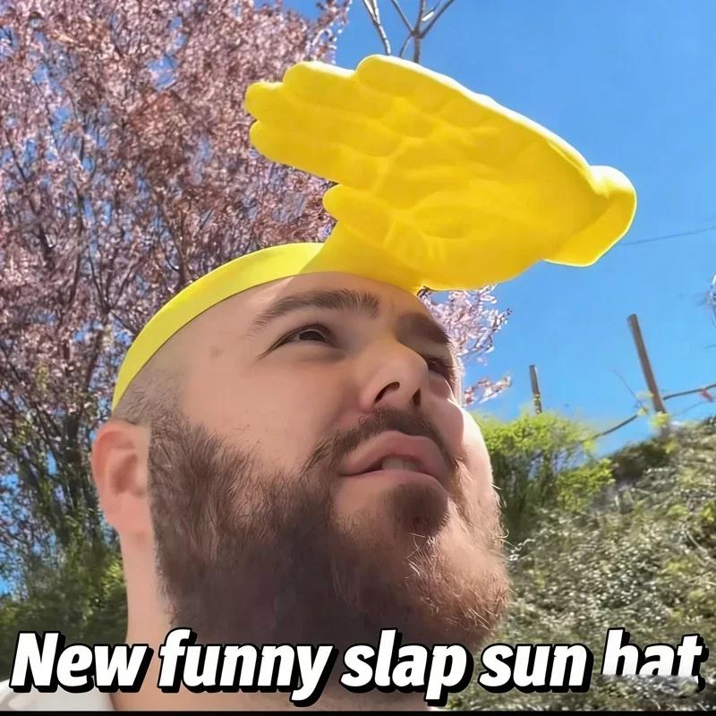 Outdoor Hand Palm Shape Sun Protection Hat for Men Women,Creative Slap Hand Sun Visor Funny Palm Sunshade Headband