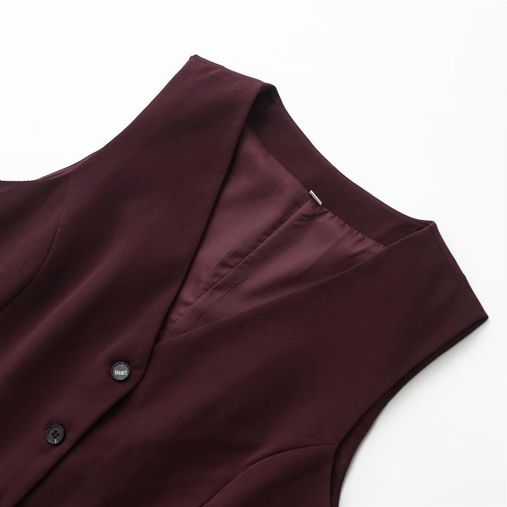 2025 Spring Women's Slim V-Neck Sleeveless Vest and High-Waisted Casual Long Pants Set