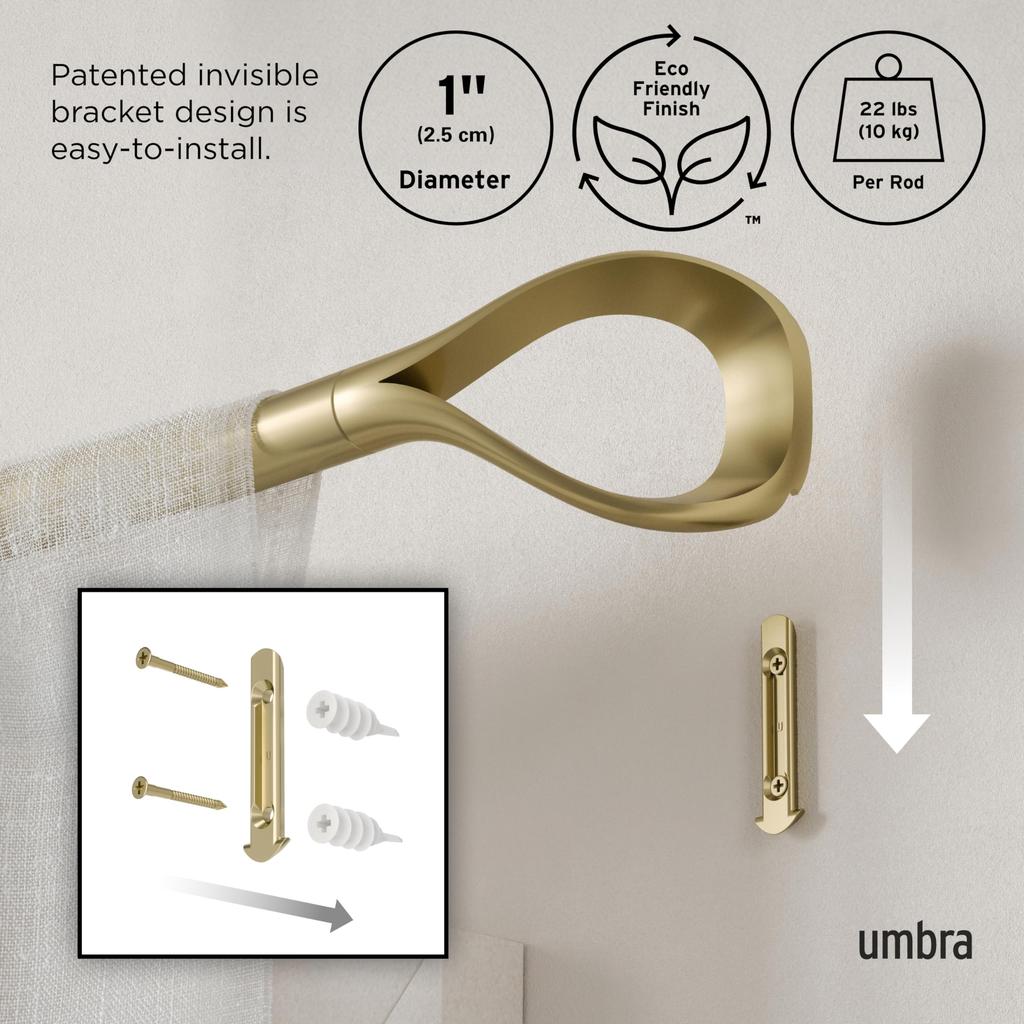 Official umba Loop Curtain Rod, Gold