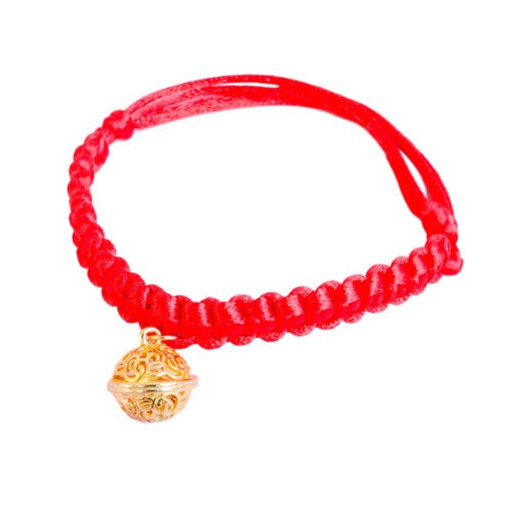 Chinese Style Red Rope Braided Cat Collar Adjustable Fortune Bell Cat Collar  For Cats Puppy