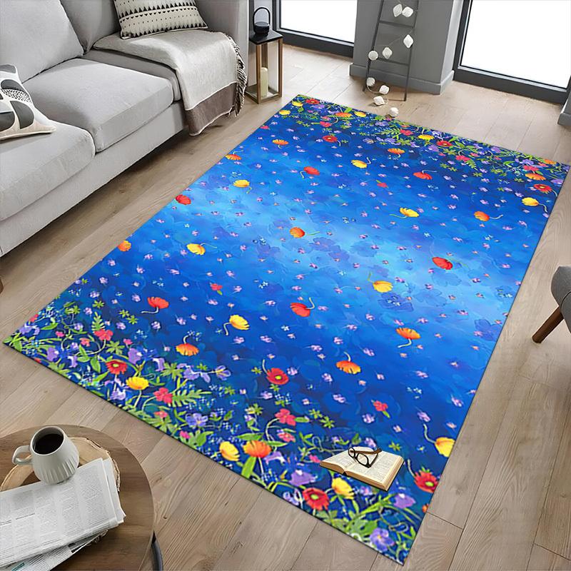 1PC Floral Pattern Fabric Extra Large Non-Slip Floor Carpet, Office, Family, Bedroom, Studio - Large Area RugJ0330