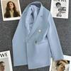 Moda coreana Casual mujer Color sólido chaqueta con bolsillos traje cárdigan de manga larga chaqueta Blazers multicolor