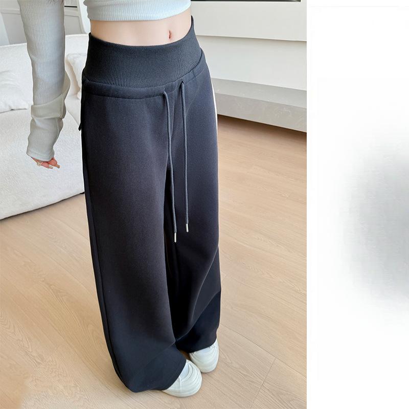Gray Drawstring Sweatpants Womens Spring and Autumn Latest Straight Sweatpants