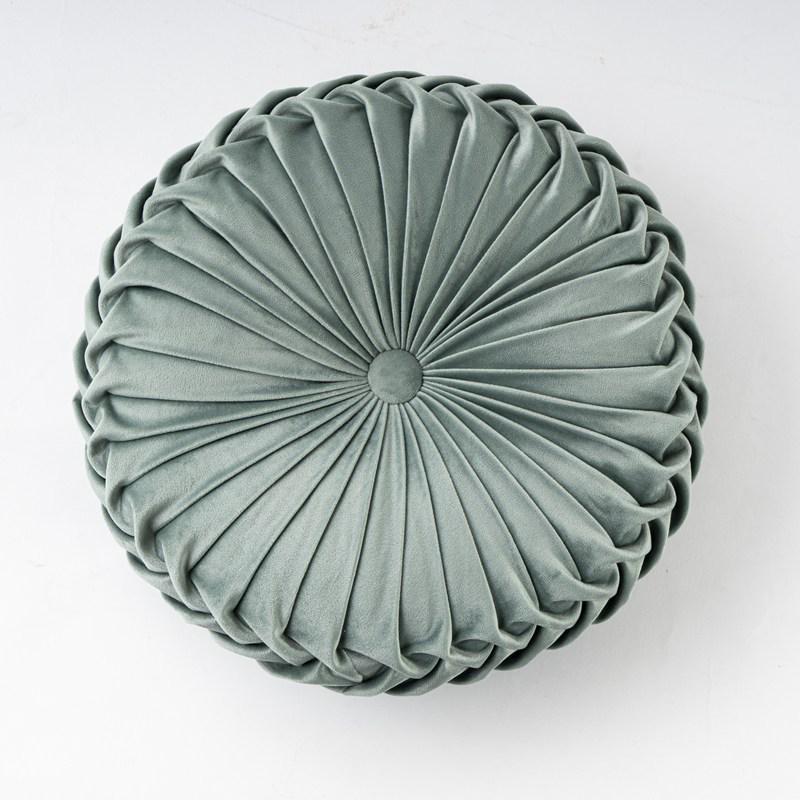 Velvet Pumpkin-Shaped Lumbar Pillow Cushion - Solid Color, Hand-Sewn.