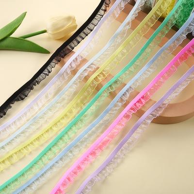 15 Yards/Roll Ruffles Ribbons Hairband Decorative Handcrafting DIY Elastic Band Handmade Dress Doll's Clothes Sewing Fabric