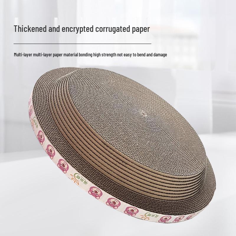 Large Oval Cat Scratching Bed: Durable, Shed-Free Corrugated Cardboard for Claw Maintenance and Comfort.