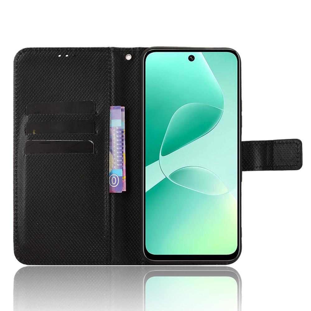 For Infinix Hot 60 5G/Hot 60i 4G Leather Wallet Case with Strap Diamond Texture Phone Cover