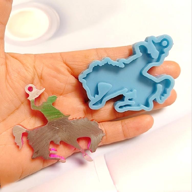 Cowboy Hat Horse Keychain Silicone Mold with Hole Pendant Handmade Mold