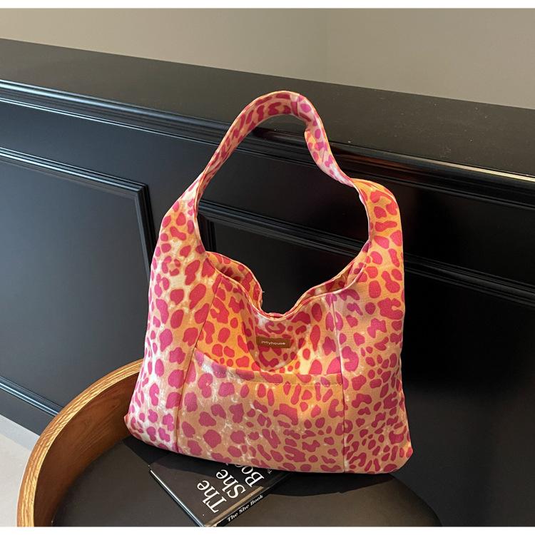 Retro Fashion Leopard Print Tote Bag Women's New Shopping Bag Trendy Casual Shoulder Bag Niche Women's Bag