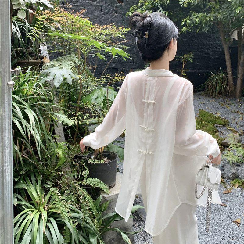 Women's Summer Chiffon Sun Protection Cardigan - Nuan Feng Lai Style, Long Sleeve, Loose Fit