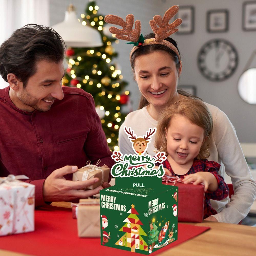 Pull Out Christmas Money Box Christmas Tree With 50pcs Transparent Bags Cash Pull Gift Boxs Snowman Santa Surprise Gift Boxes