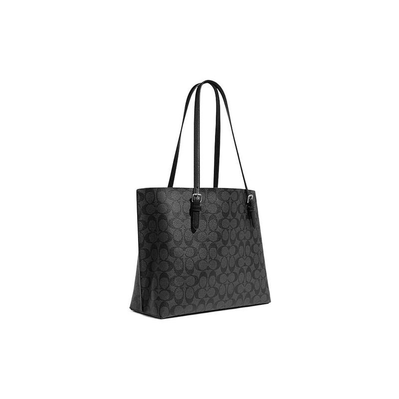 Coach Shoulder Bag Mollie Classic Logo Presbyopia Letters Fully Printed Zipper Closure Artificial Leather Tote Tote Shopping Handbag 34 Women's Black