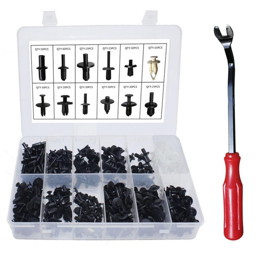 350 Pcs Universal Mixed Size Car Push Pin Rivet Fastener Moulding Clip + Pliers
