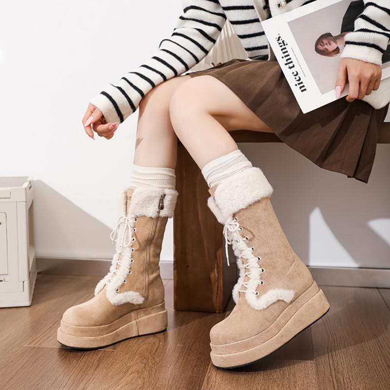 Зимние женские хлопковые сапоги на платформе — фото 4