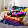1PC Racing Car, Urban Art Blanket Soft Warm All Season Throw for Sofa, Bed, Car, Office Vibrant Colorful Design, Durable & Cozy Gift