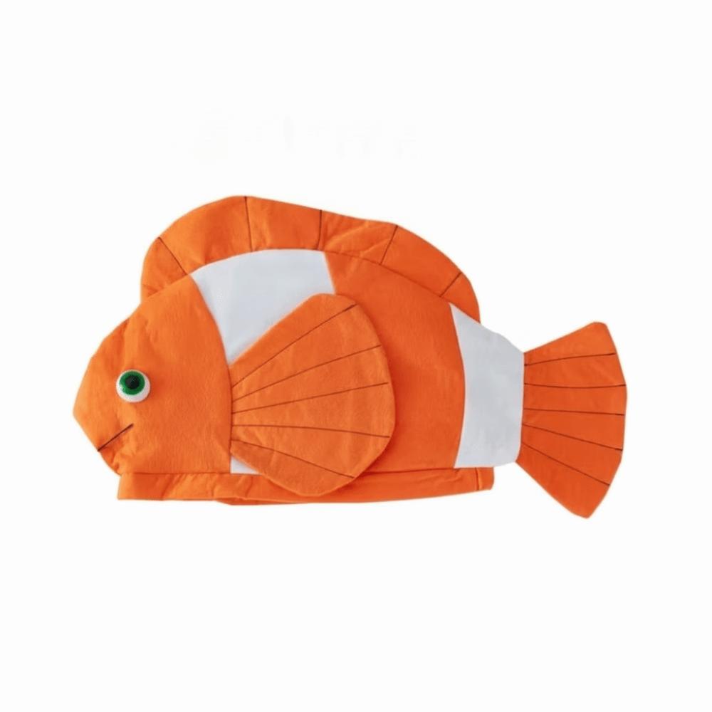 Fischförmiger Fischkostümhut Orange und Weiß Neuheitshut Mode Clownfischhut Bühnenauftritte