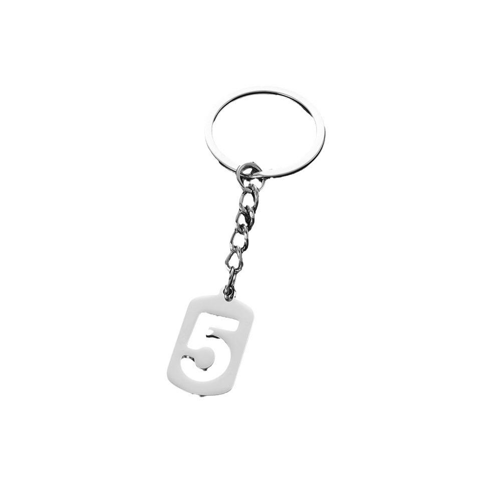 Versatile Stainless Steel Hollow Number Keychain Pendant