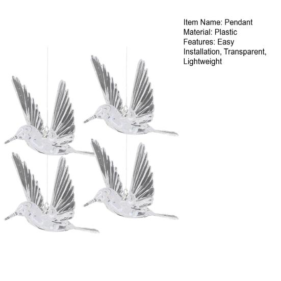 Hummingbird Hanging Ornaments Transparent Flying Birds with Hooks for Ceiling Decor Wedding Christmas Party Supplies