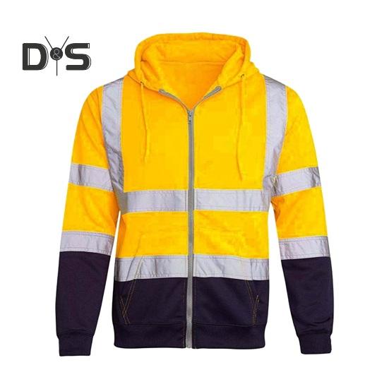 

Светоотражающая защитная толстовка с капюшоном, светоотражающие зоны на 360 градусов, высокая видимость, быстросохнущая, с длинными рукавами, ночное пальто для строителей на открытом воздухе ночью M жёлтый