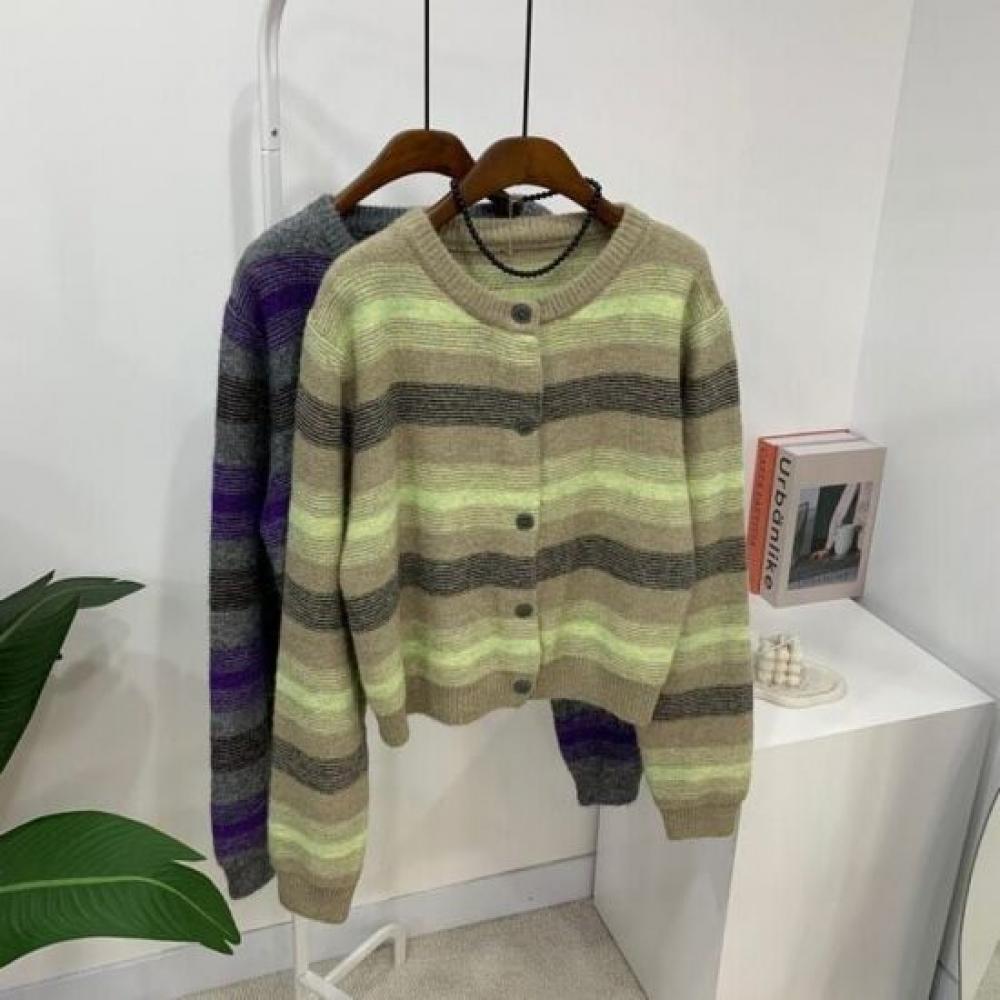 C S In The Room Women S buSh Wool Stripe Long Sleeve Knit Cardigan 2Color C