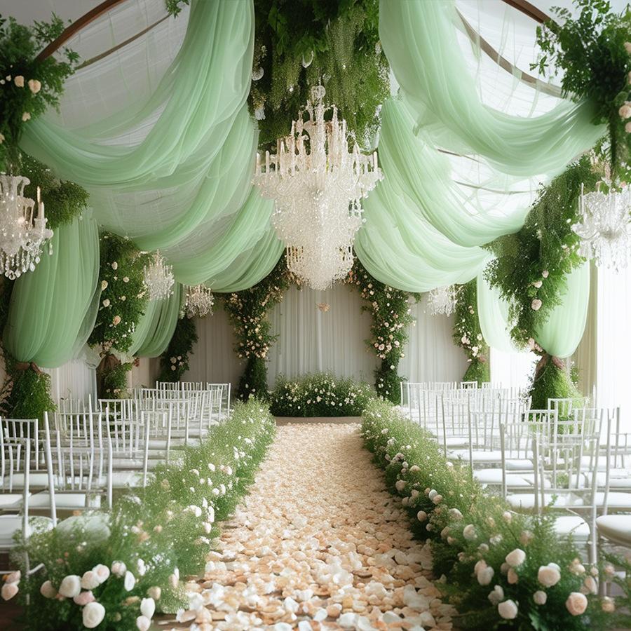 Tüllstoff DIY Deko Hochzeitsaccessoire XMS Party Event Transparenter Netzstoff Elegantes Material Tischläufer Stuhlschleifen Hintergrund