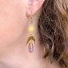 Bohemia Gold Color Sun Crescent Moon Irregular Purple Crystal Dangle Earrings Necklace for Women Charm Jewelry Accessory Gifts
