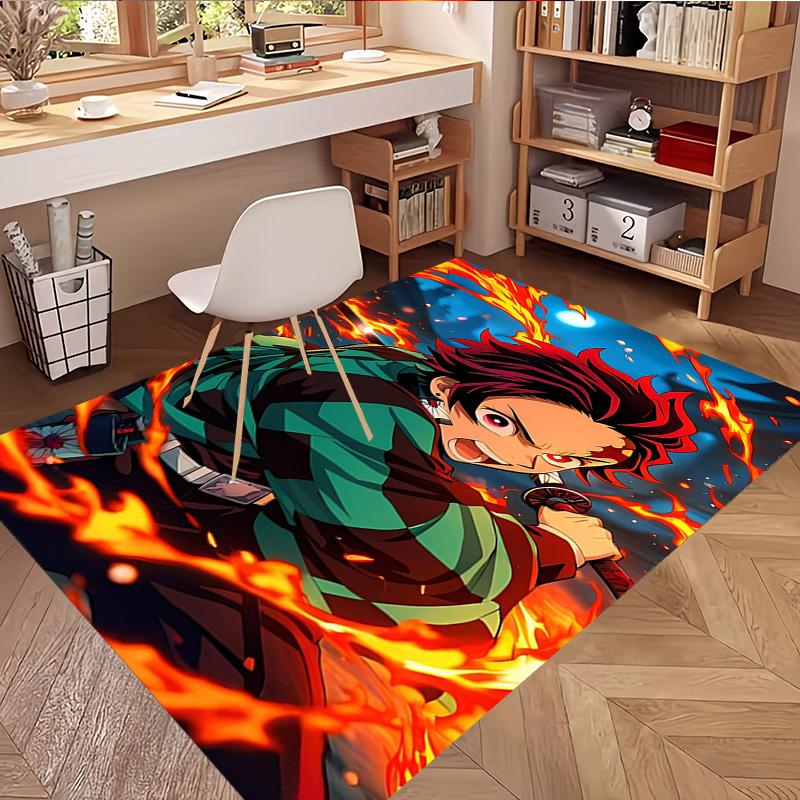 Demon Slayer Print Rug, Washable Floor Carpet, For Entryway Dorm Laundry Room Office Study, Home Decor Birthday Christmas Gift