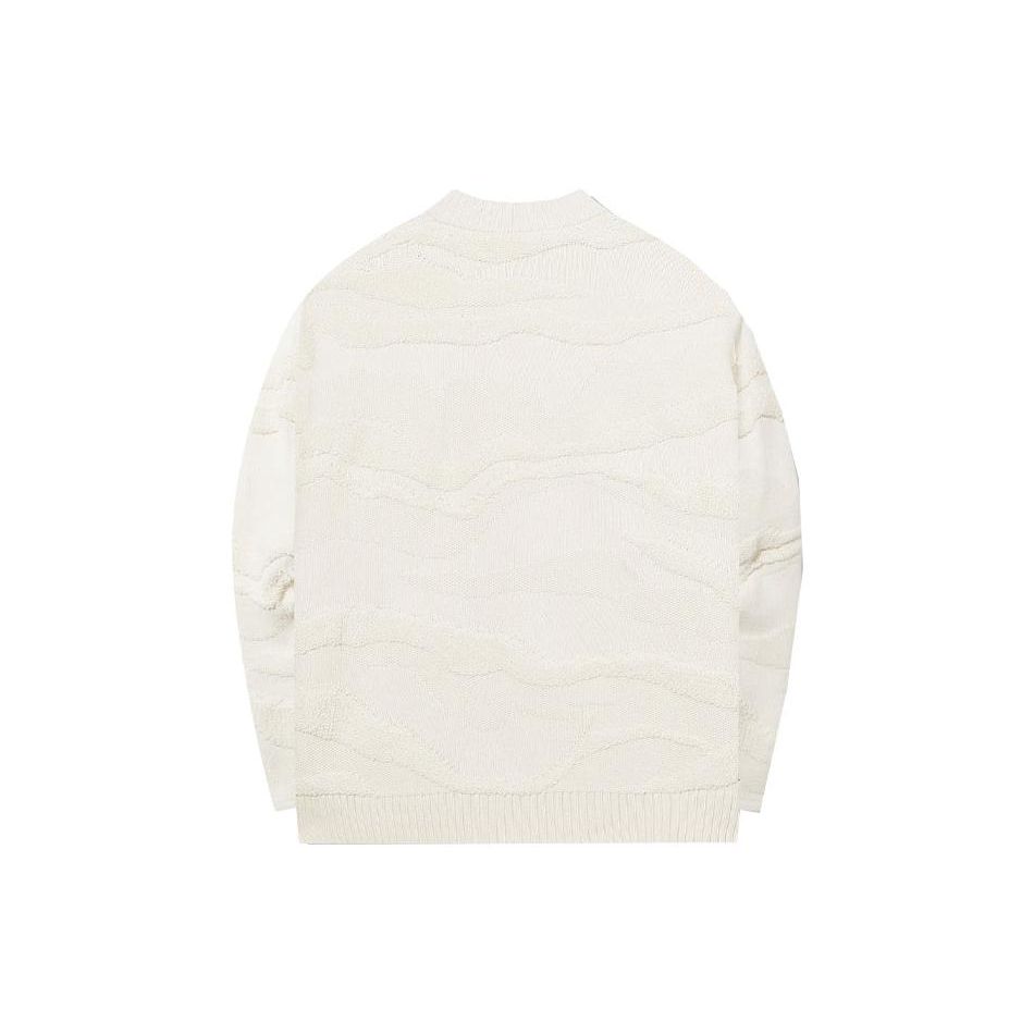 Li Ning X Jackie Chan Kung Fu Series Solid Color Crew Neck Pullover Sweater Men Sweater Paper-White AMBT125-1